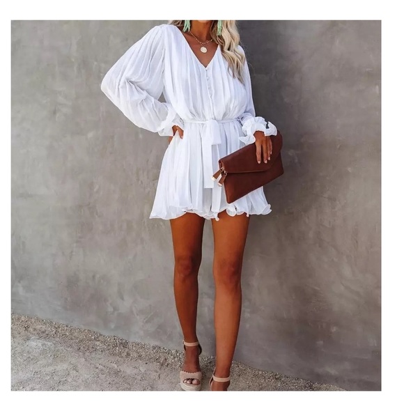 Boardwalk Beauty White Belted Mini Dress - Picture 2 of 11